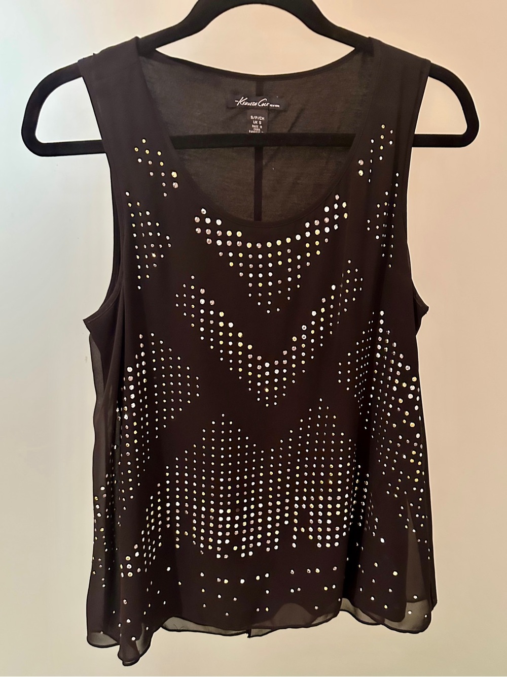 Kenneth Cole Black Studded Sleeveless Blouse